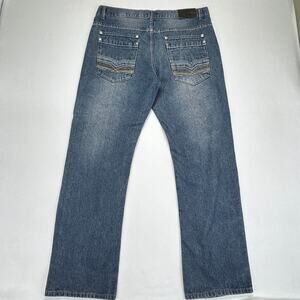 Loose Thread Quality Denim Jeans Mens 36x32 Straight Leg Blue Medium Wash 2014